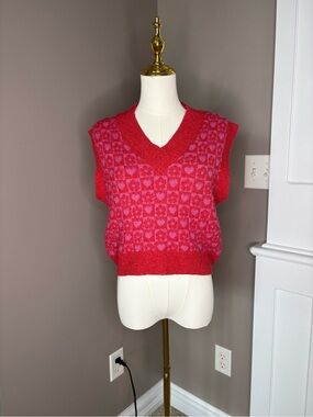 Bright Red Cozy Knit Vest Top